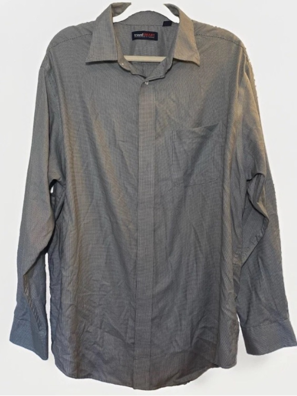 Roundtree & Yorke Travel Smart Men’s XLT Shirt Tall Grey Textured Button Work